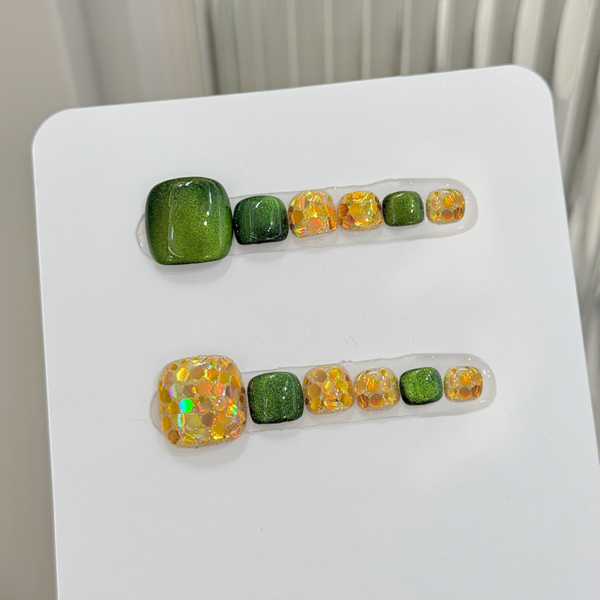 002 Handmade Luxury Press-on Nails | Reusable Custom Nail Art Set
