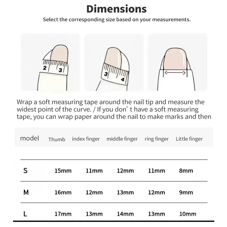 Handmade Luxury Press-on Nails | Reusable Custom Nail Art Set 2 尺寸图 1