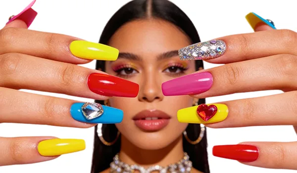 A set of handmade nail studs in various elegant designs, perfect for adding a sophisticated touch to your nail art.