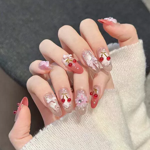 A set of handmade nail studs in various elegant designs, perfect for adding a sophisticated touch to your nail art.