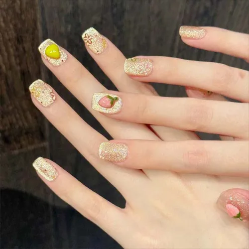 A set of handmade nail studs in various elegant designs, perfect for adding a sophisticated touch to your nail art.