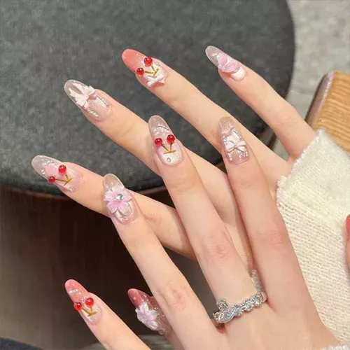 A set of handmade nail studs in various elegant designs, perfect for adding a sophisticated touch to your nail art.