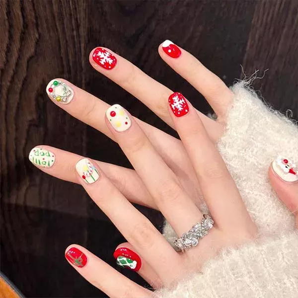 A set of handmade nail studs in various elegant designs, perfect for adding a sophisticated touch to your nail art.